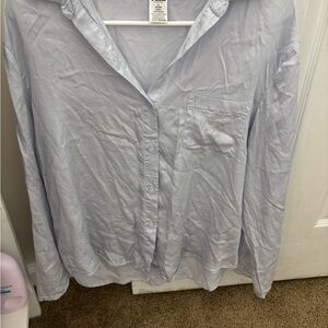 Light Blue VS PINK rhinestone Button-Up Shirt